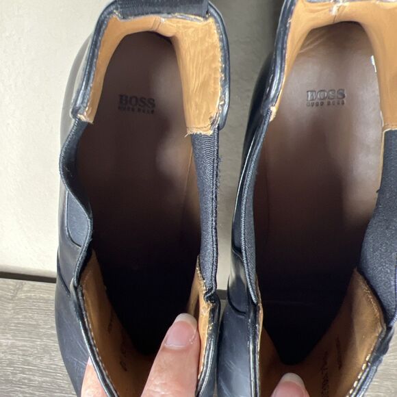 Hugo Boss Hubot Chelsea Black Leather Boots Men's Size 10 EUC - Picture 9 of 10